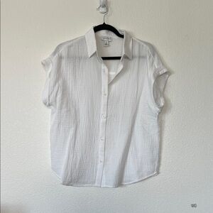 Jessica Simpson White Gauze Relaxed Top | Button Up